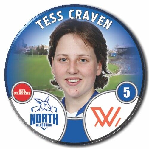 2022 AFLW North Melbourne Player Badge - CRAVEN, Tess