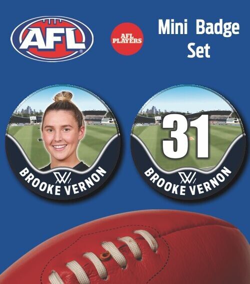 2021 AFLW Carlton Mini Player Badge Set - VERNON, Brooke
