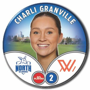 2023 AFLW S7 Nth Melbourne Player Badge - GRANVILLE, Charli