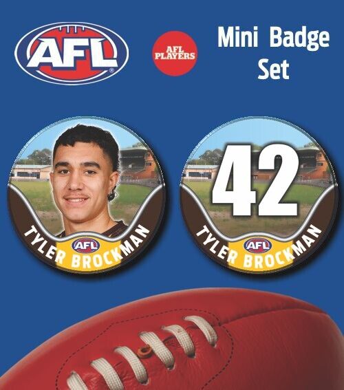 2021 AFL Hawthorn Mini Player Badge Set - BROCKMAN, Tyler