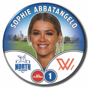 2023 AFLW S7 Nth Melbourne Player Badge - ABBATANGELO, Sophie
