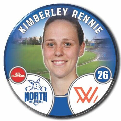 2022 AFLW North Melbourne Player Badge - RENNIE, Kimberley