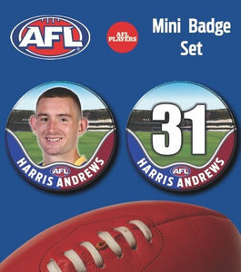 2021 AFL Brisbane Mini Player Badge Set - ANDREWS, Harris