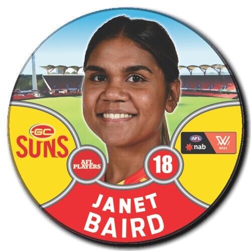 2021 AFLW Gold Coast Suns Player Badge - BAIRD, Janet