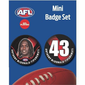Mini Player Badge Set - Essendon Bombers - Anthony McDonald-Tipungwuti