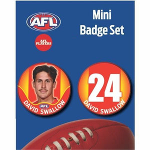 Mini Player Badge Set - Gold Coast Suns - David Swallow