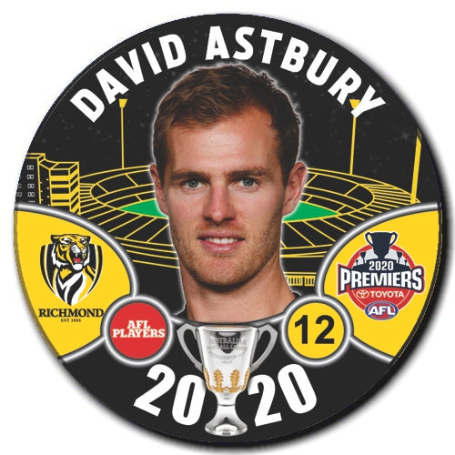 2020 PREMIERS Richmond 58mm Badge - ASTBURY David