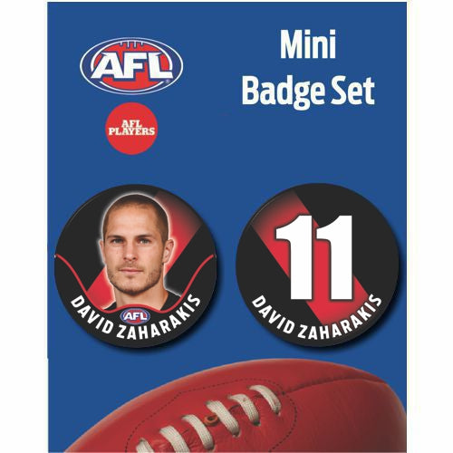 Mini Player Badge Set - Essendon Bombers - David Zaharakis